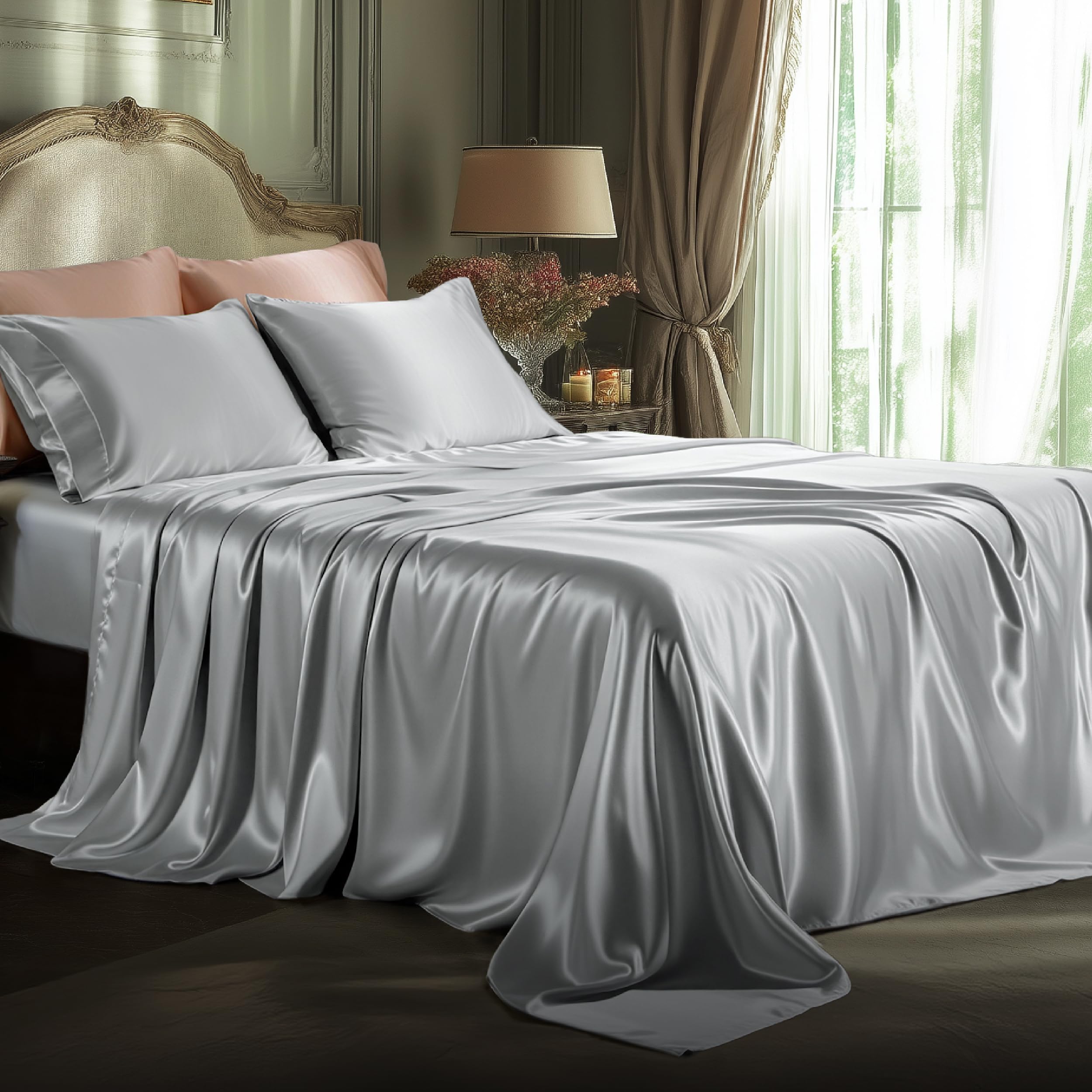 Bedsure satin queen flat sheet with silky finish for luxurious sleep
