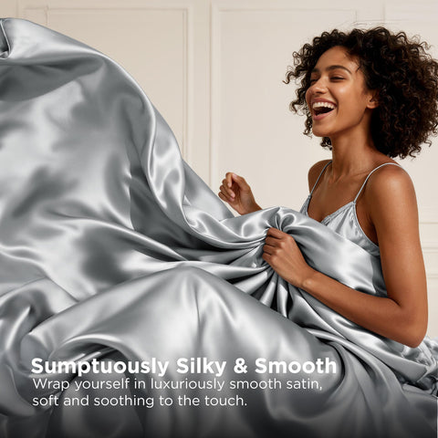 Bedsure satin queen pillowcase 2 reduces friction for gentle skin contact