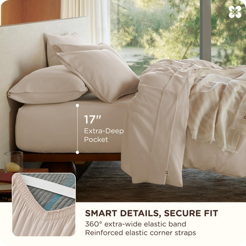 Bedsure 17-pocket deep with 360 elastic band illustrating secure fit