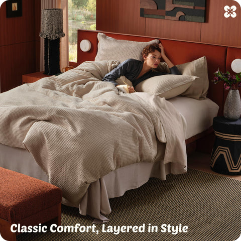 Bedsure duvet cover with 8 corner ties and hidden buttons for secure fit.