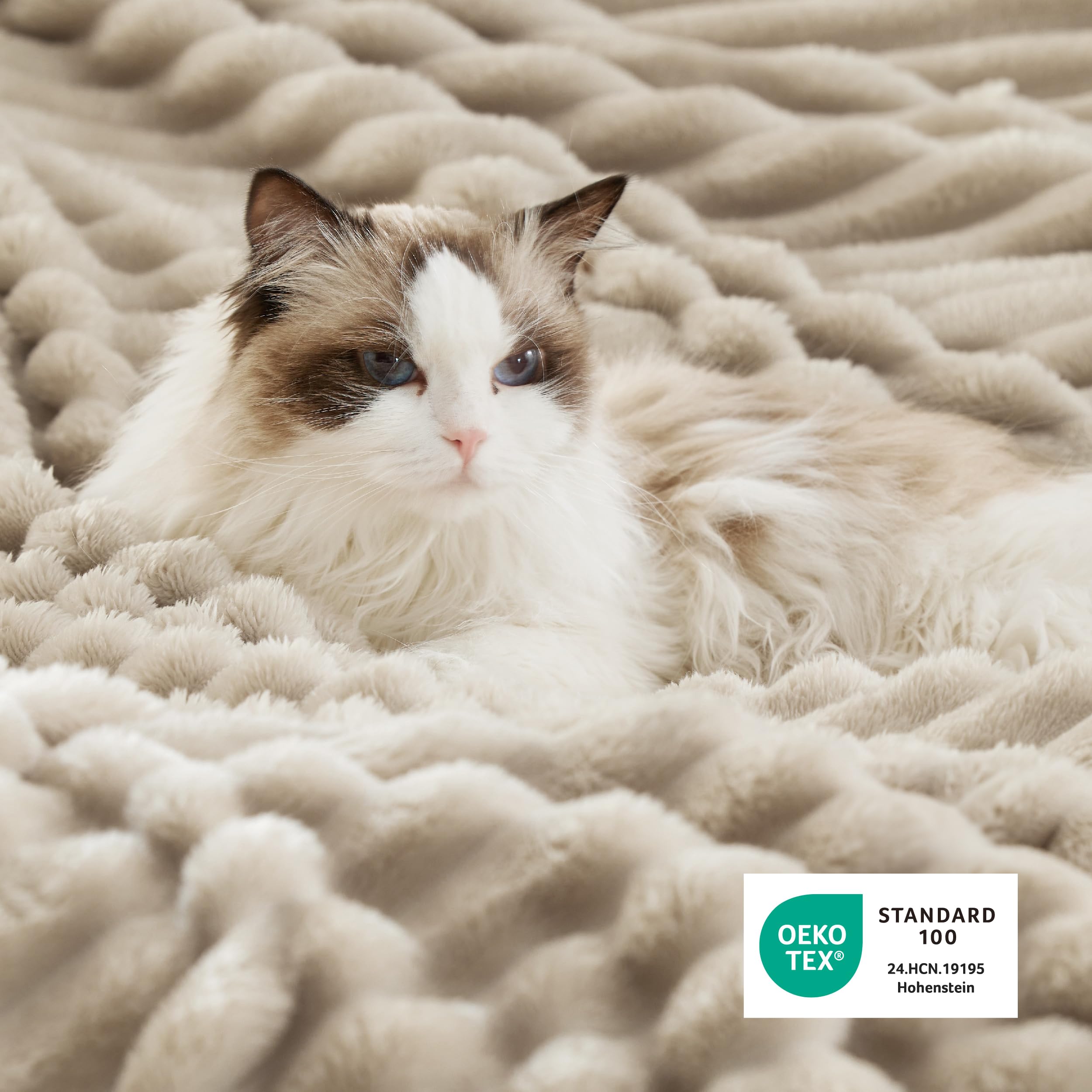 Bedsure Sherpa Blanket queen beige color adds versatile elegance to any room.