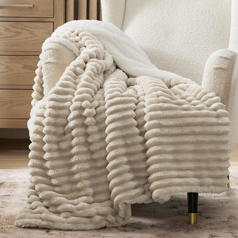 Bedsure Sherpa Throw Blanket soft texture for cozy couch lounging