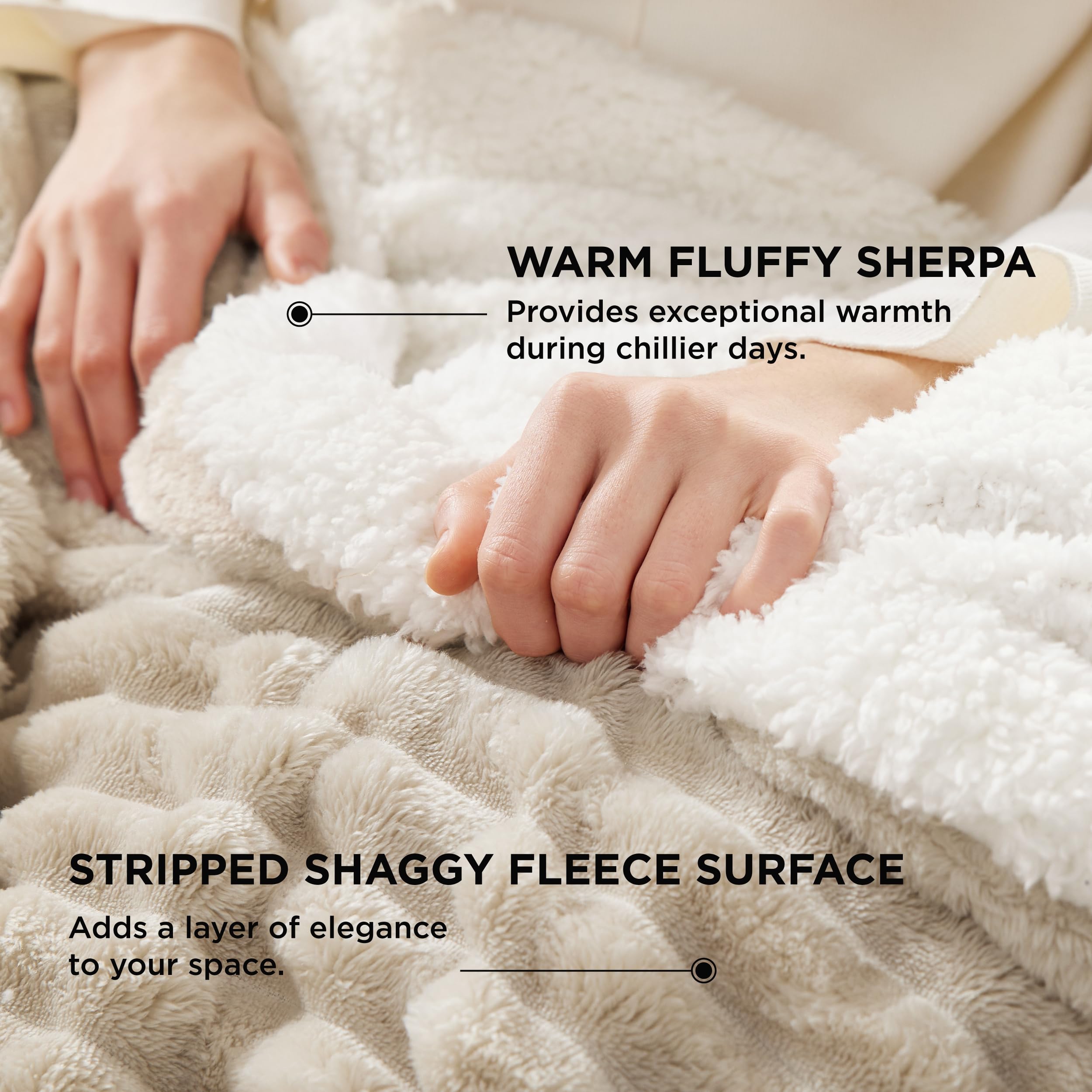 Bedsure Sherpa Throw durable fabric withstands pets and frequent washing