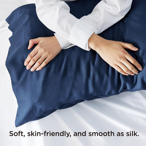 Bedsure silky-soft texture on bed demonstrates luxury feel and gentle skin touch.