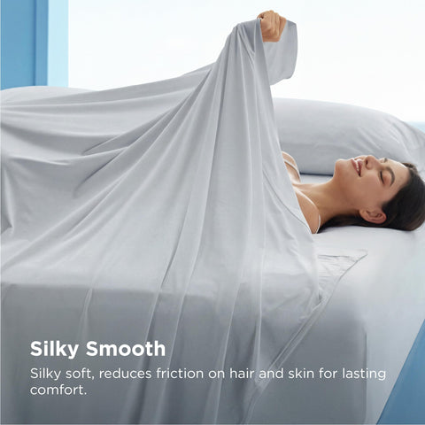 Bedsure Silver Infused Sheets demonstrate 16-inch deep pocket fit for a secure hold.