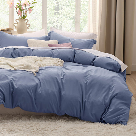 Bedsure slate blue king duvet cover 104x90 inches with soft touch