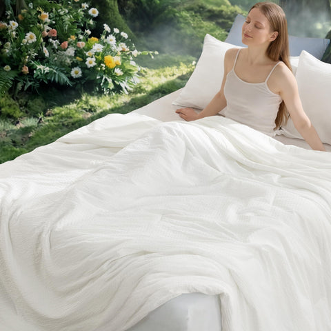 Bedsure SleepEase cooling comforter king set on bed for cool nights