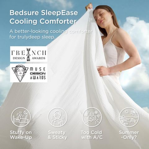Bedsure SleepEase fabric close-up showing cool touch and moisture-wicking