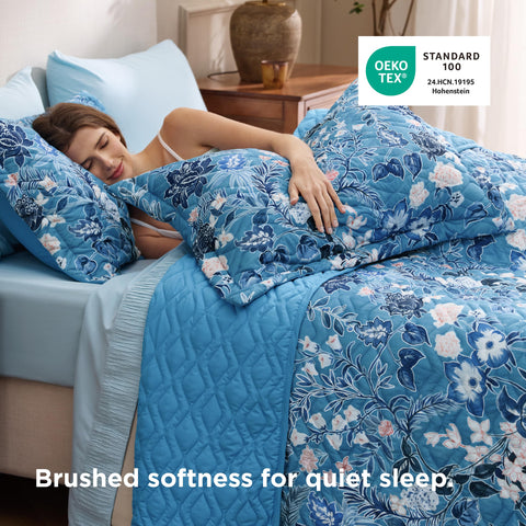 Bedsure soft brushed fabric close-up shows plush, skin-friendly texture.