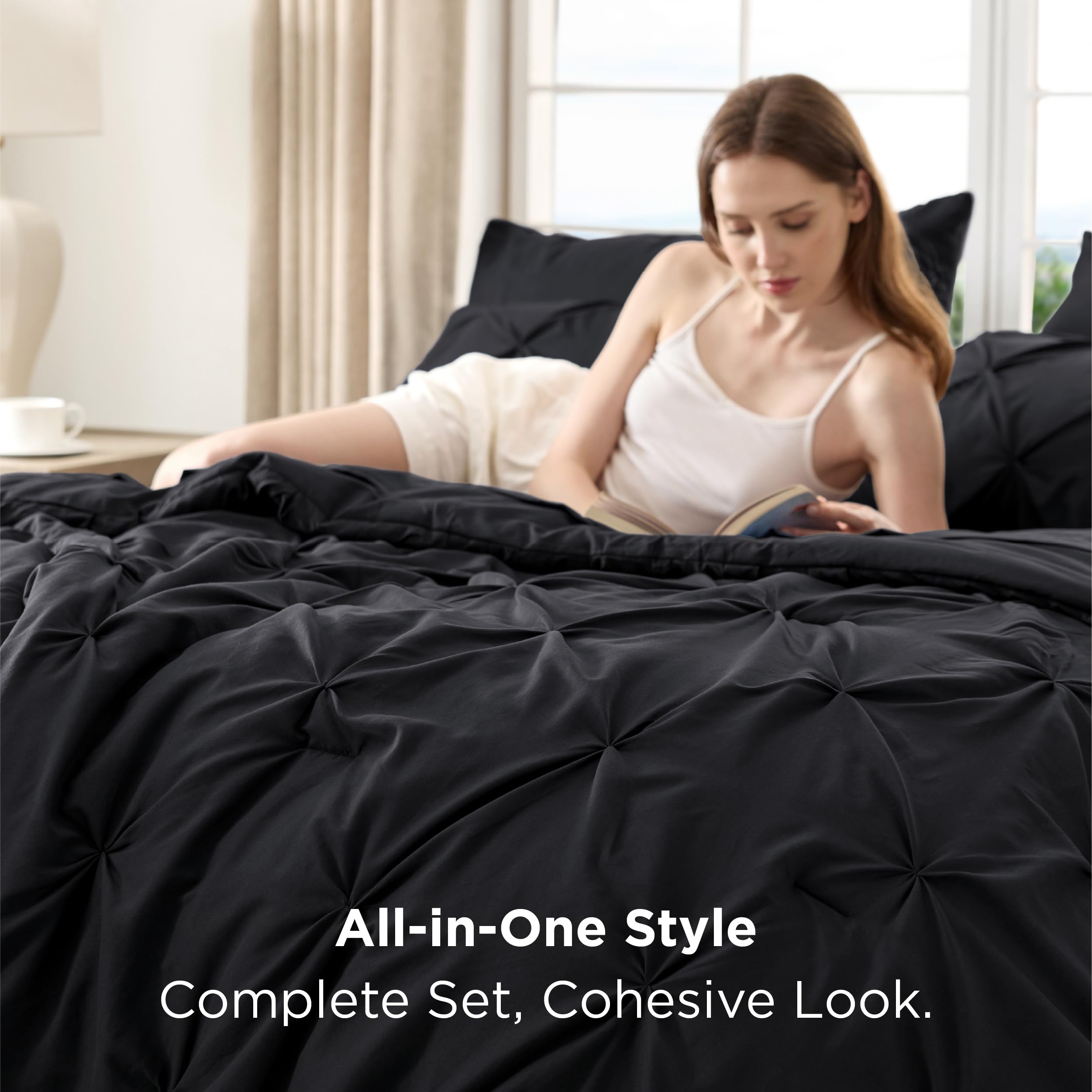 Bedsure brushed microfiber close-up reveals soft, quiet fabric for restful nights.
