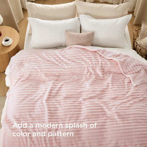 Bedsure soft fleece blanket closeup emphasizes plush microfiber softness
