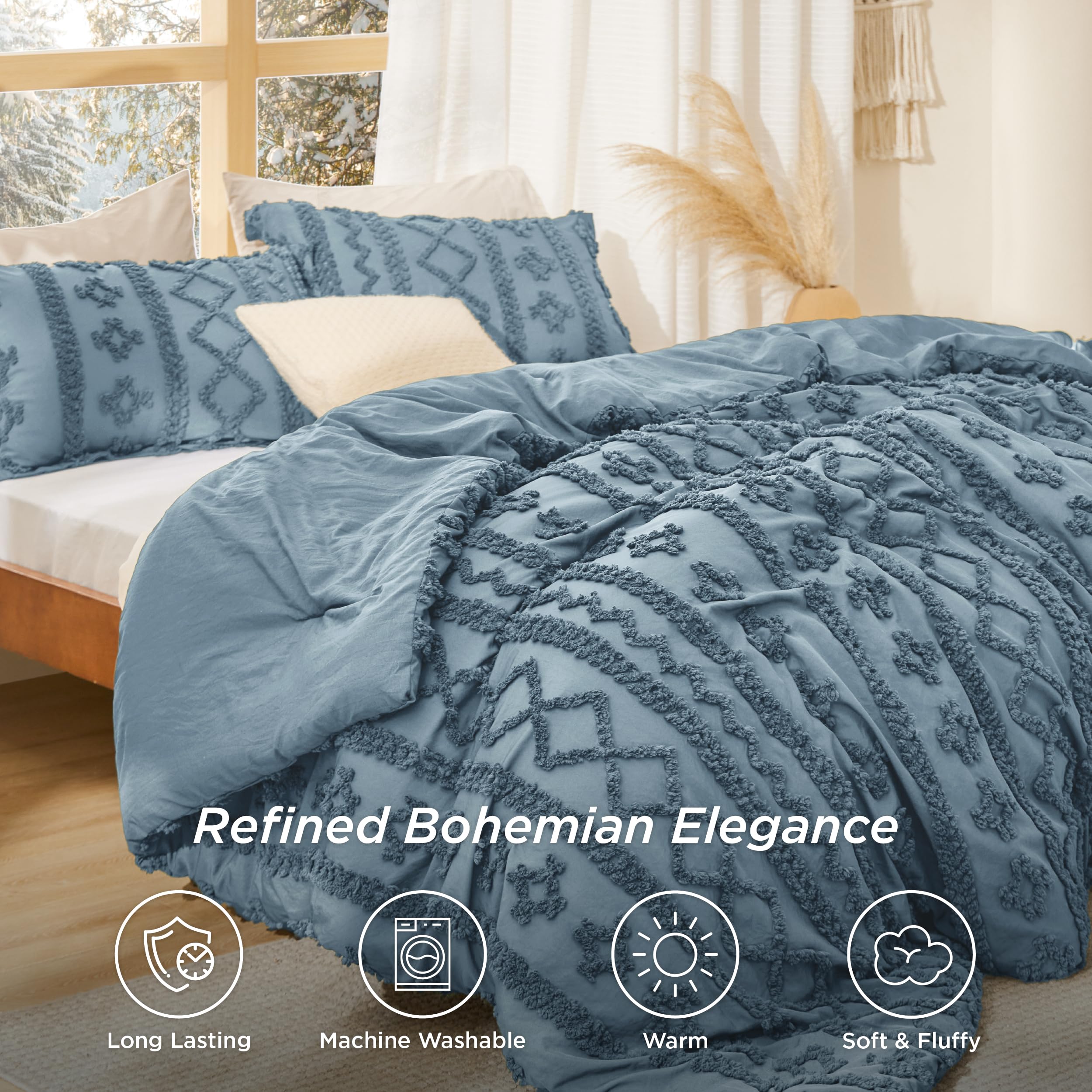 Bedsure soft polyester microfiber fill delivers breathable warmth.