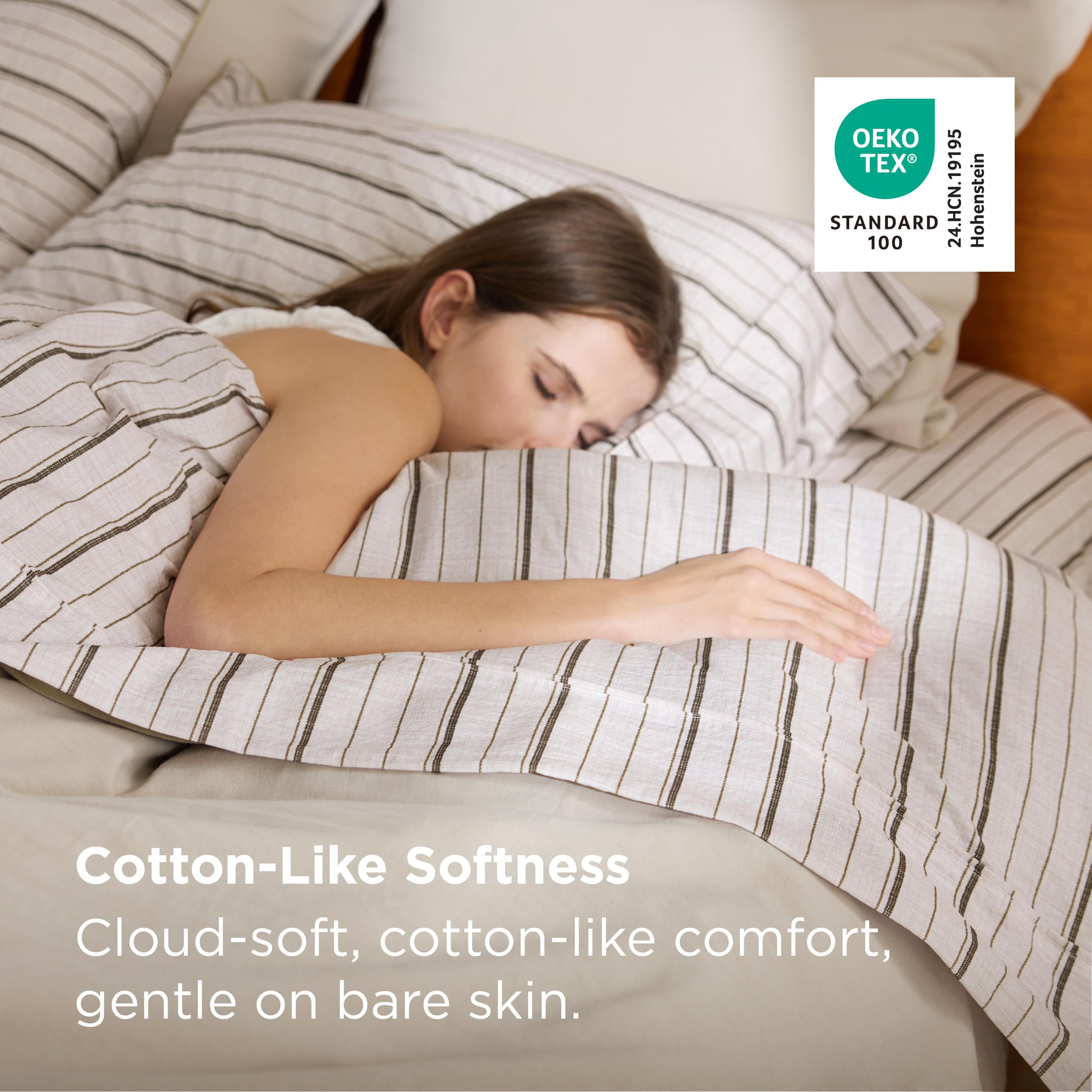 Bedsure fitted sheet with 16-inch pocket shown on a mattress.