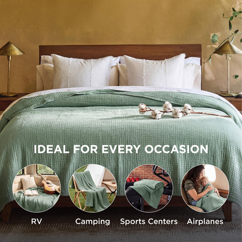 Bedsure summer gauze blanket lightweight for easy, airy evenings.