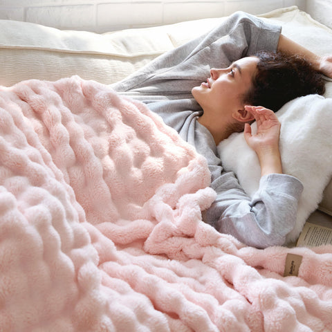 Bedsure 3D fleece blanket showcased in teen room decor.