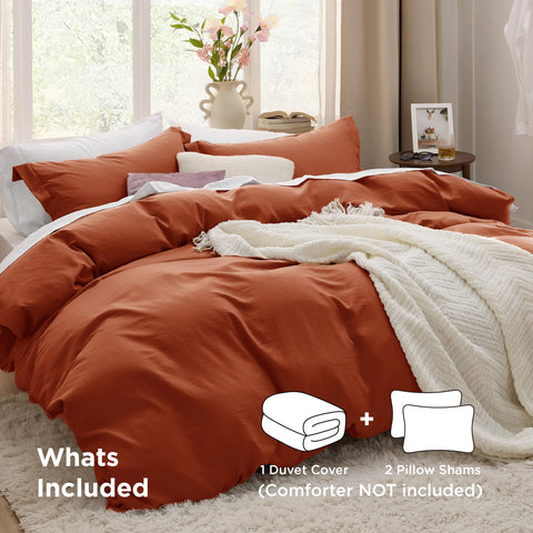 Bedsure Terracotta duvet cover zipper detail for quick, secure closures.