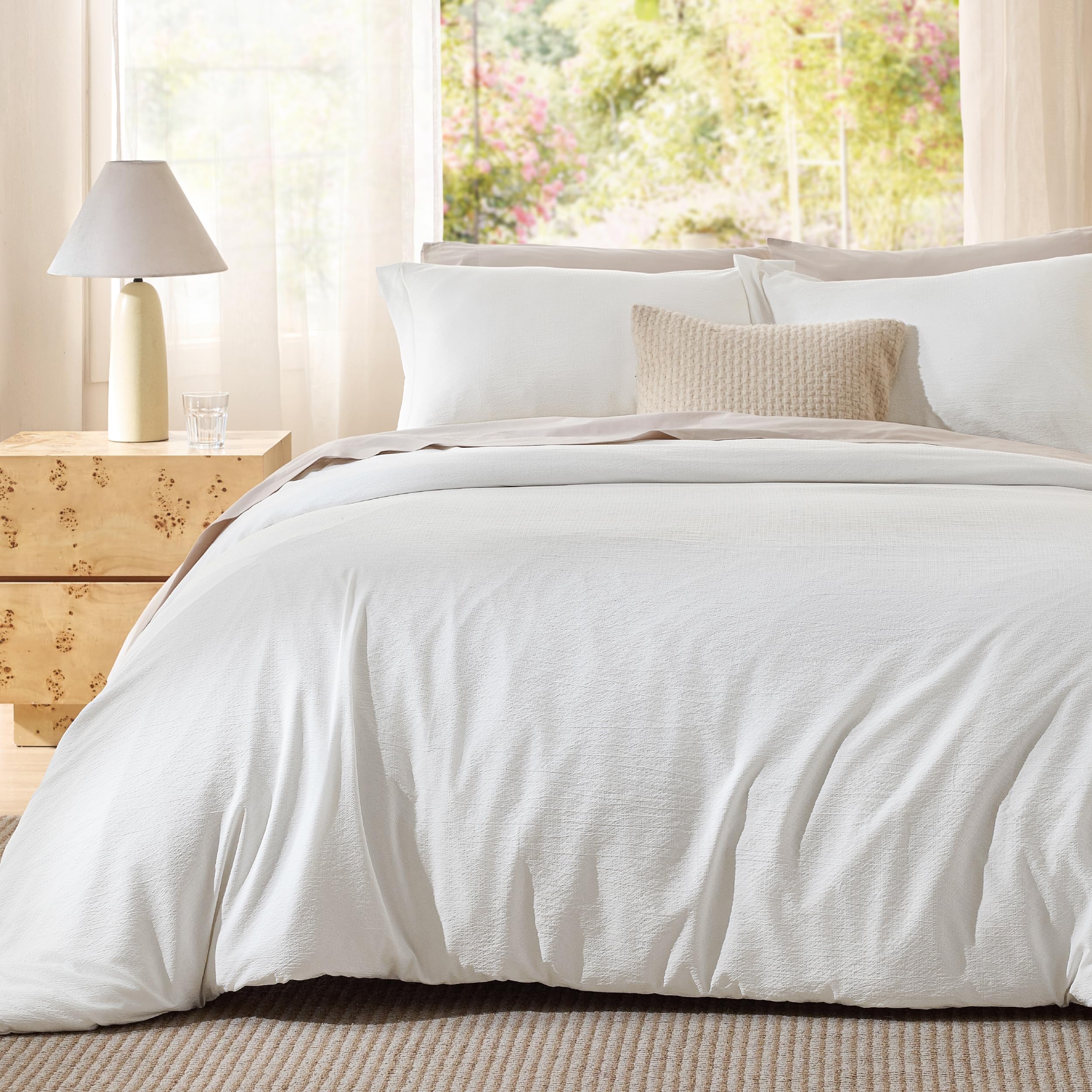 Bedsure textured duvet cover king 104 by 90 inches with jacquard texture for refined bedding