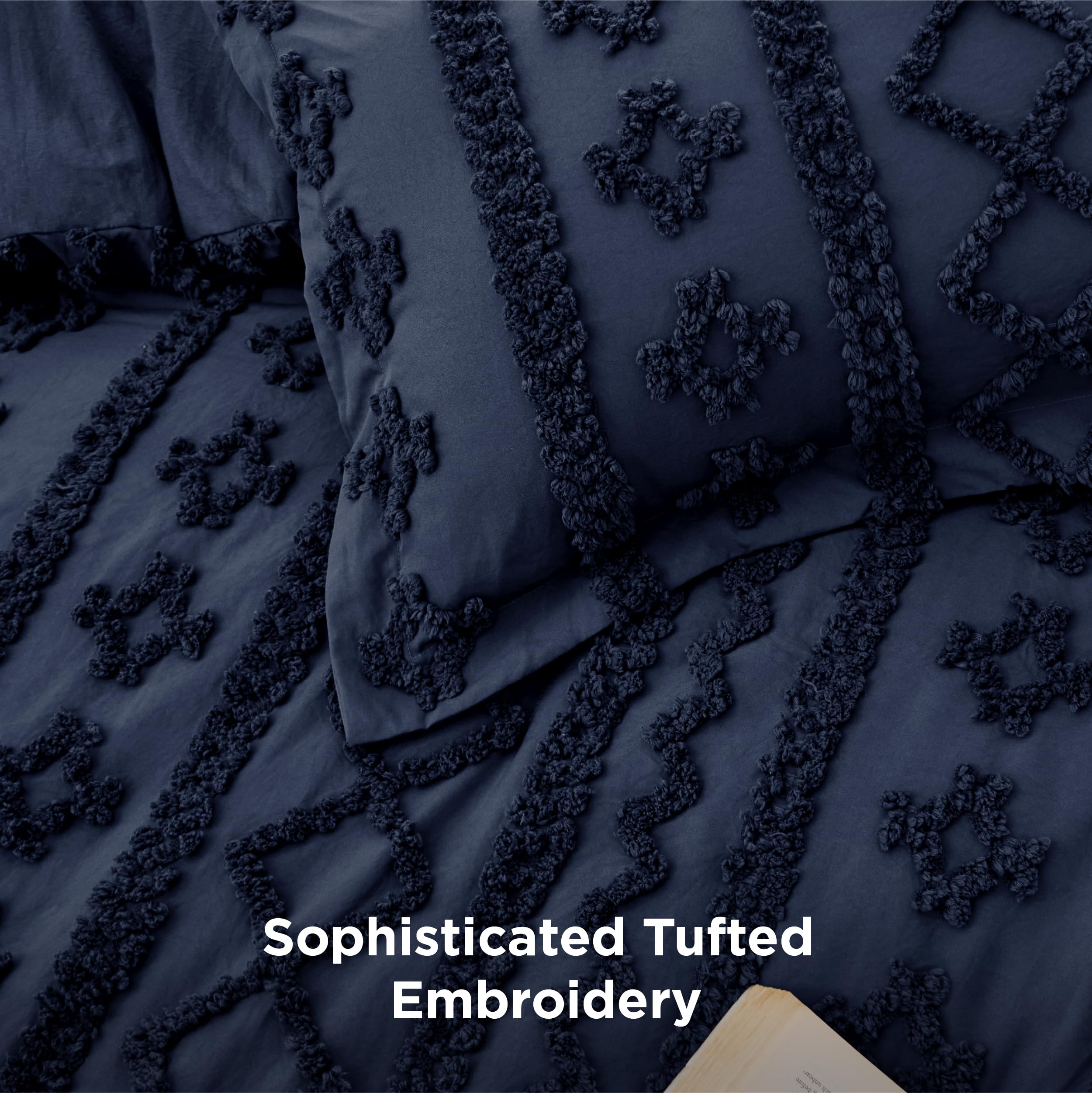 Bedsure tufted boho comforter king navy bedroom ambiance for a relaxing retreat