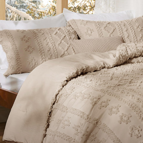 Bedsure tufted boho comforter set queen khaki easy care label for simple washing
