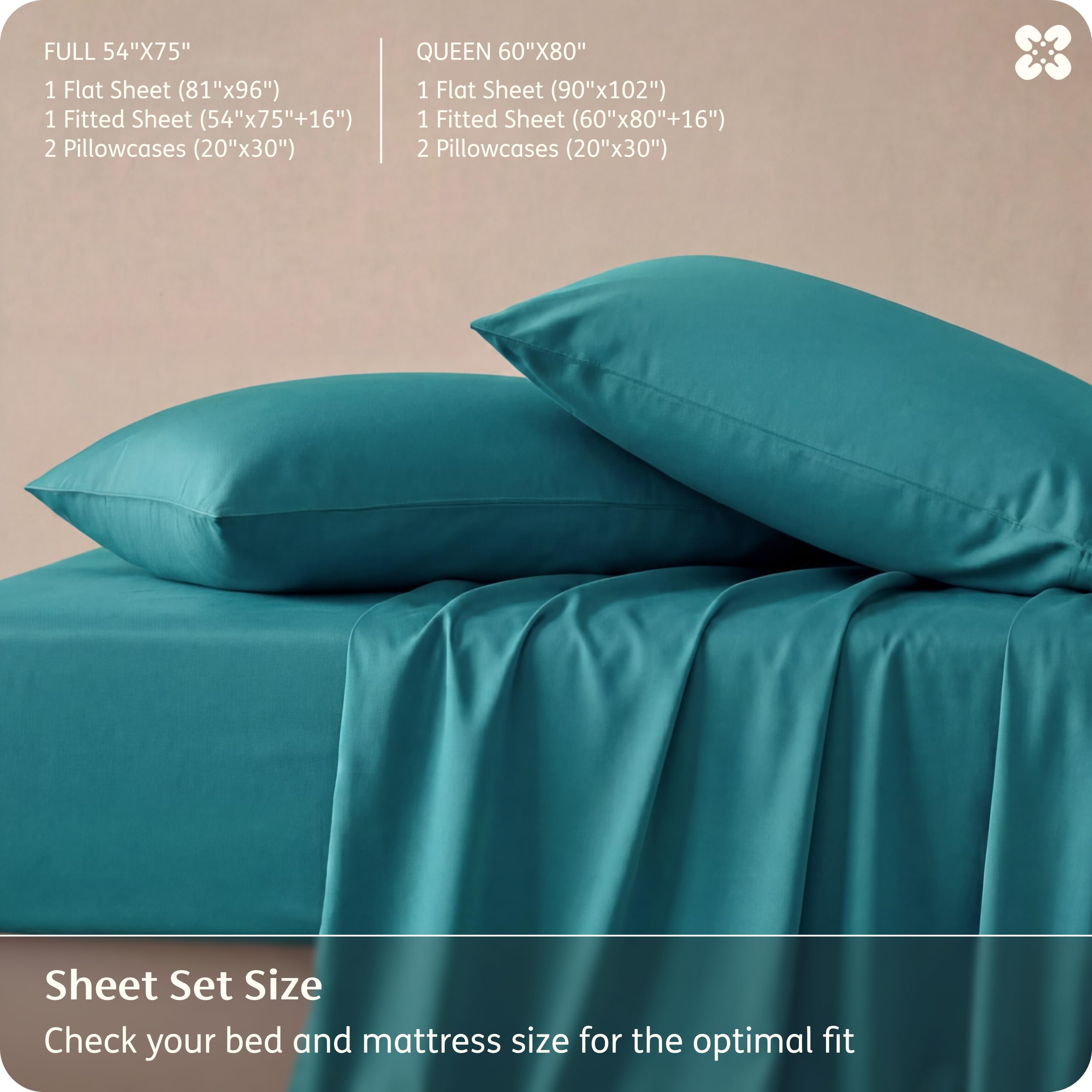 Bedsure turquoise sheets add vibrant color and cooling feel to your bed.