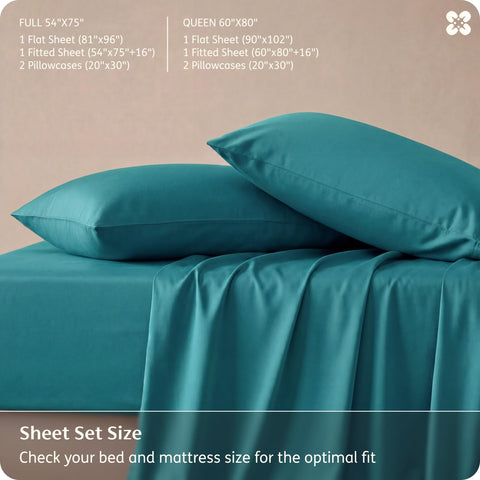 Bedsure turquoise sheets add vibrant color and cooling feel to your bed.