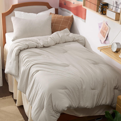 Bedsure twin-xl comforter beige closeup highlighting soft cotton-like texture for cozy slumber