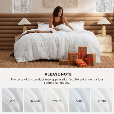 Machine-washable Bedsure comforter demonstrated for easy care