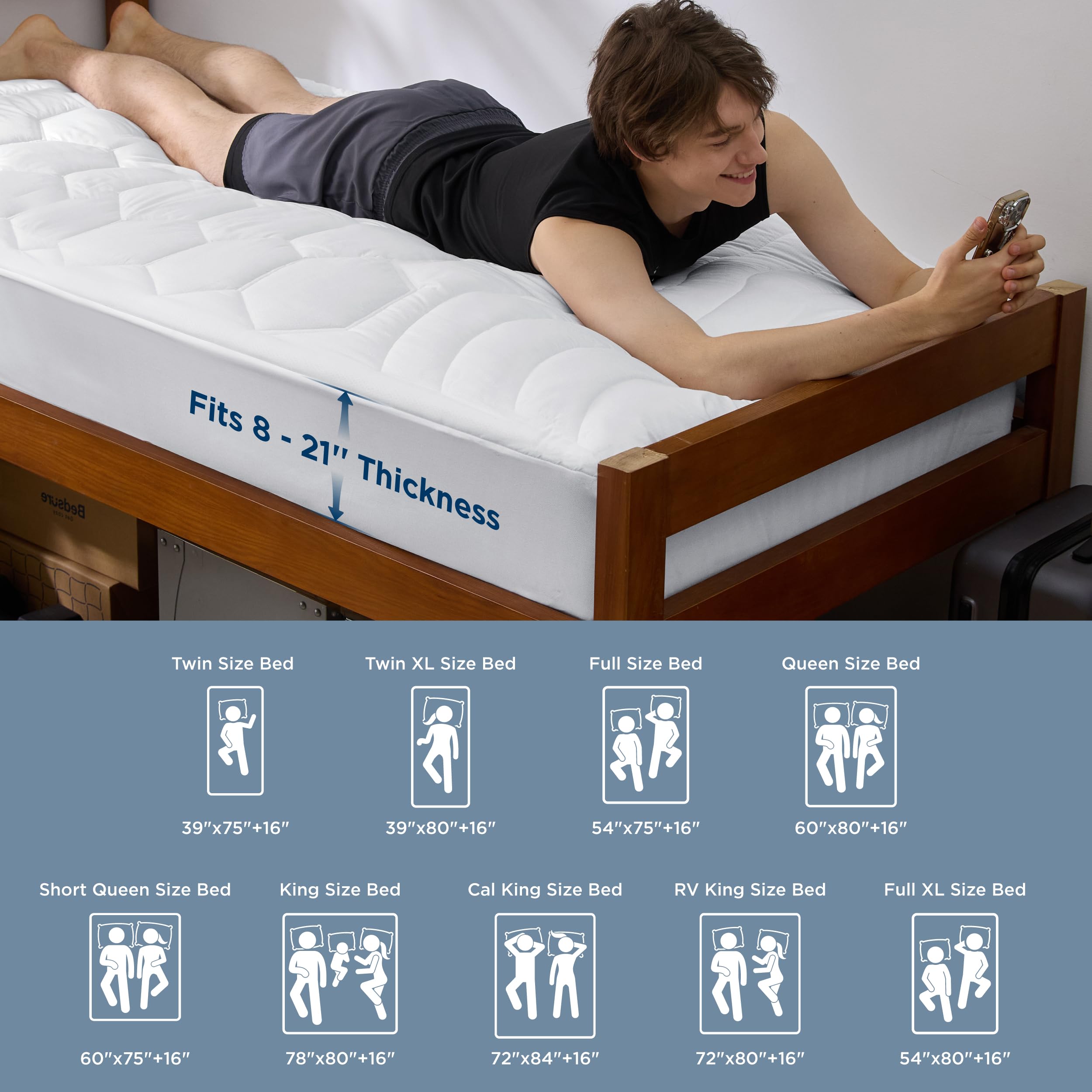 Bedsure Twin XL dorm room scene showing a ready-to-sleep setup.