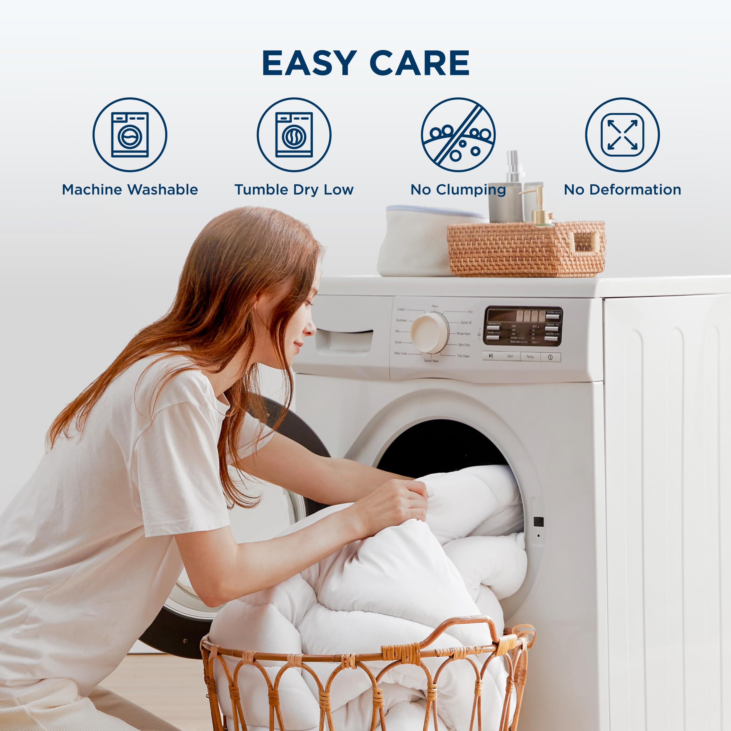 Bedsure Twin XL machine-washable care closeup for easy cleaning.