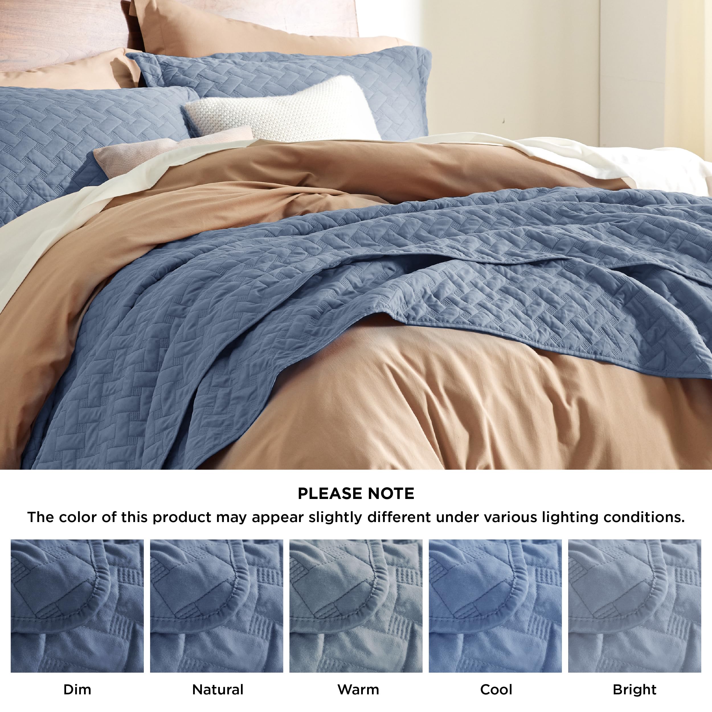 Bedsure two pillow shams accompany the king quilt set.