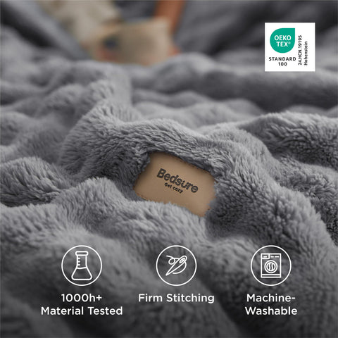 Bedsure versatile decor blanket draped on bed or couch.