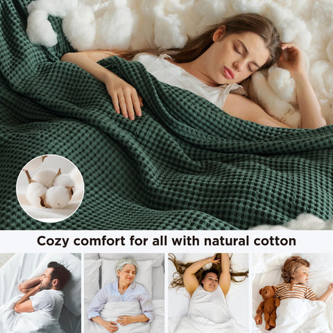 Bedsure waffle blanket demonstrates the king-size drape adding plush texture to bedrooms