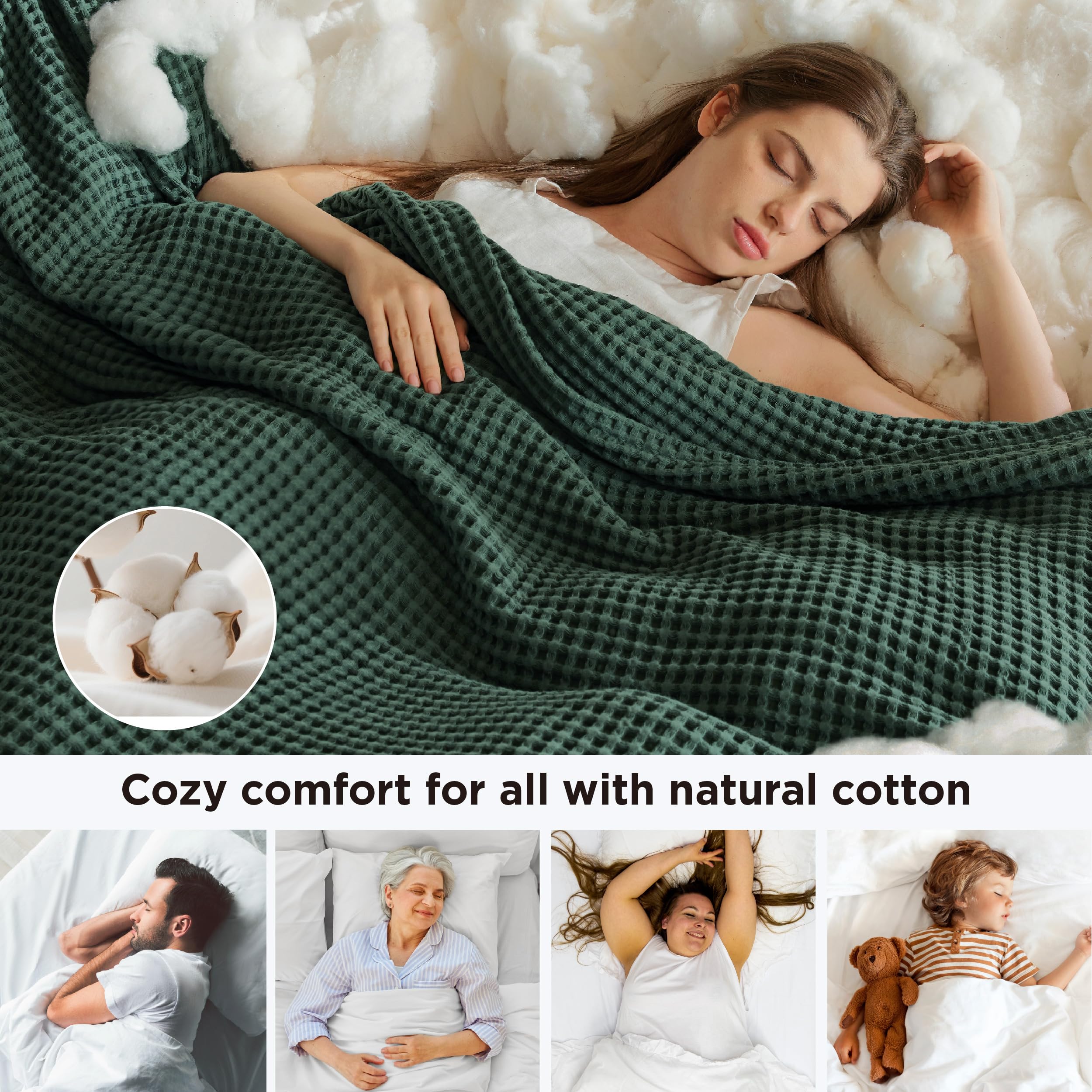 Bedsure waffle-weave blanket on bed shows textured pattern and breathable airflow.