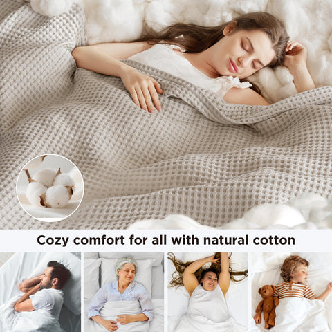 Bedsure waffle-weave closeup highlights breathable texture for summer comfort