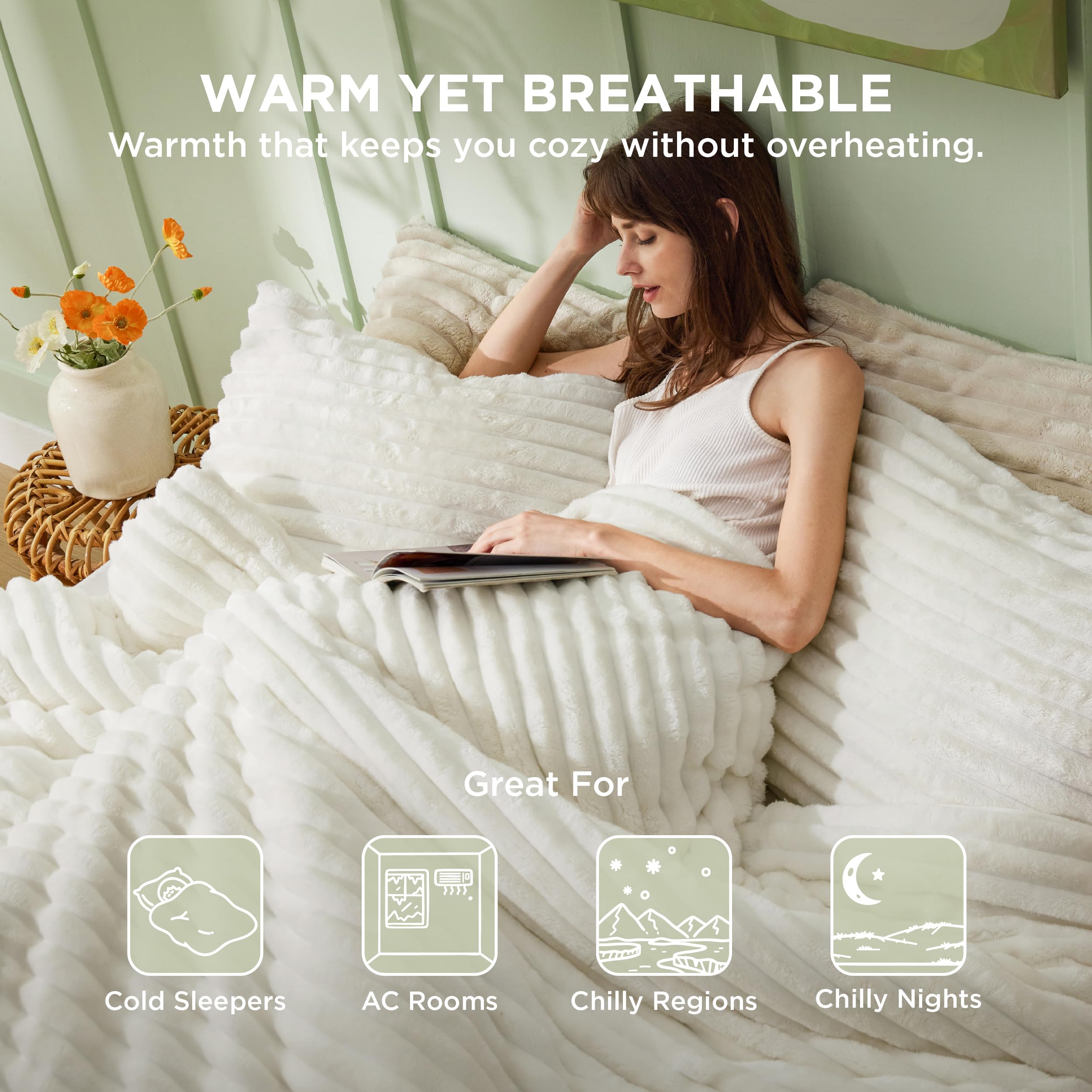 Bedsure warmth and coziness on cool nights with two-sided fleece.