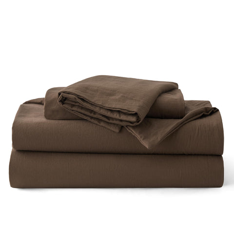 Bedsure brown fabric drape illustrating lightweight, breathable texture.