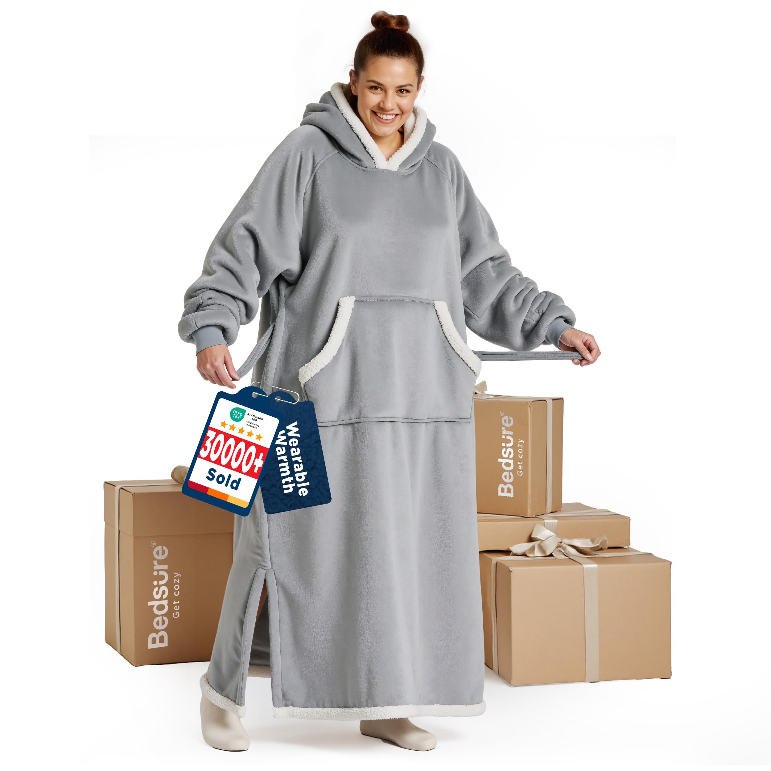 Bedsure wearable blanket hoodie in gift box, cozy and gift-ready