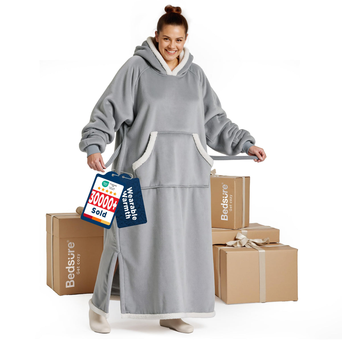 Bedsure wearable blanket hoodie in gift box, cozy and gift-ready