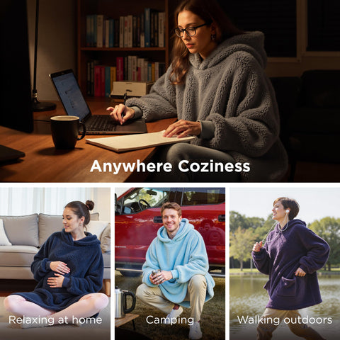 Bedsure model wearing the hoodie demonstrates versatile comfort for home use