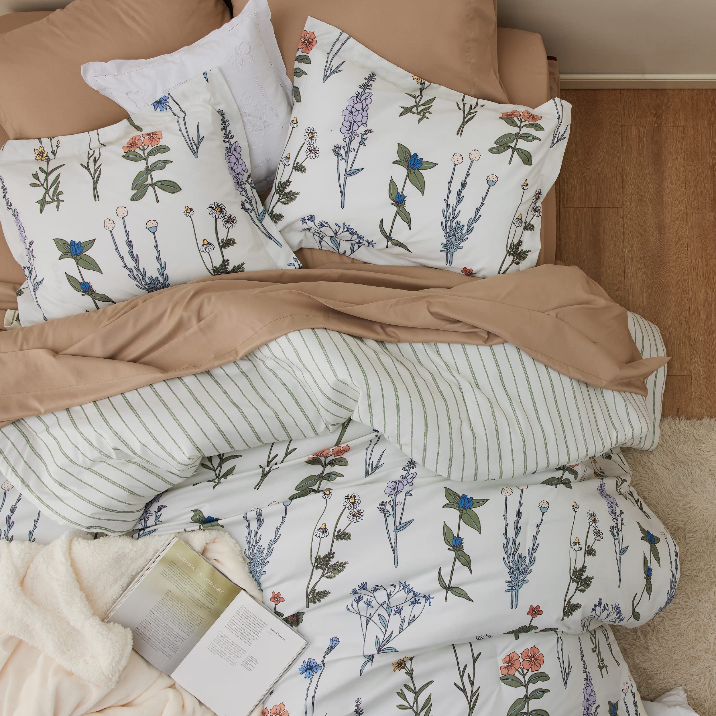 Bedsure white three-piece bedding set creates a fresh look