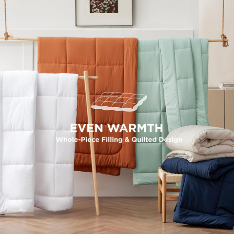 Bedsure white full-size duvet insert shown in a tidy bedroom
