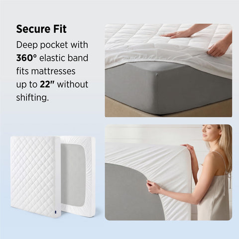 Bedsure white queen-size mattress protector on a clean bed.