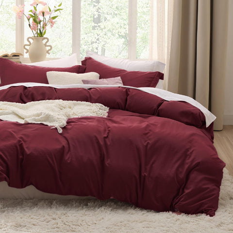 Bedsure Winery duvet cover queen 90x90 with zipper closure for quick bed changes