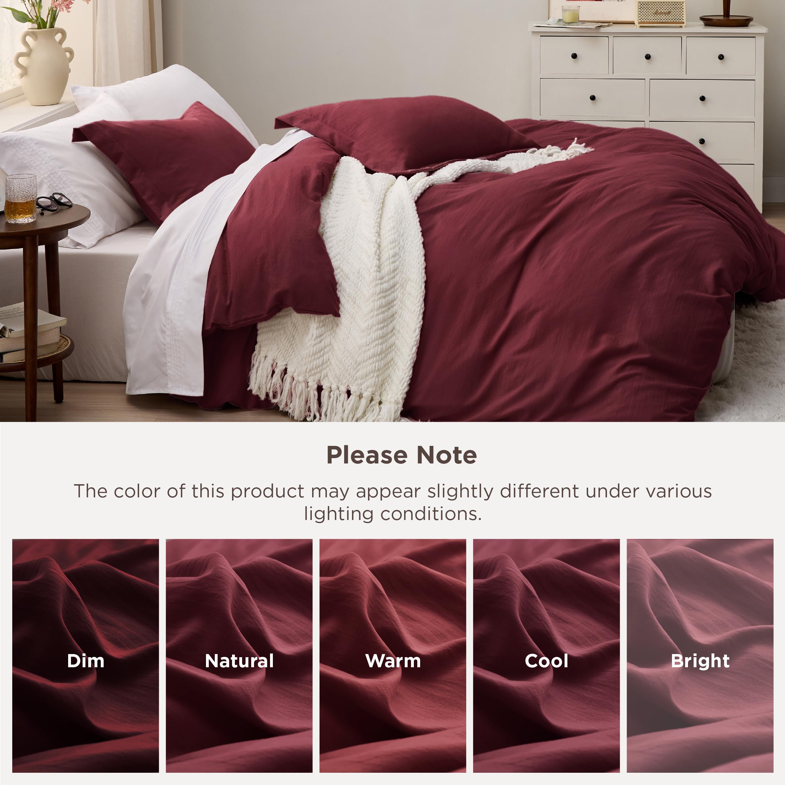 Bedsure Winery eight corner ties secure the duvet insert in place