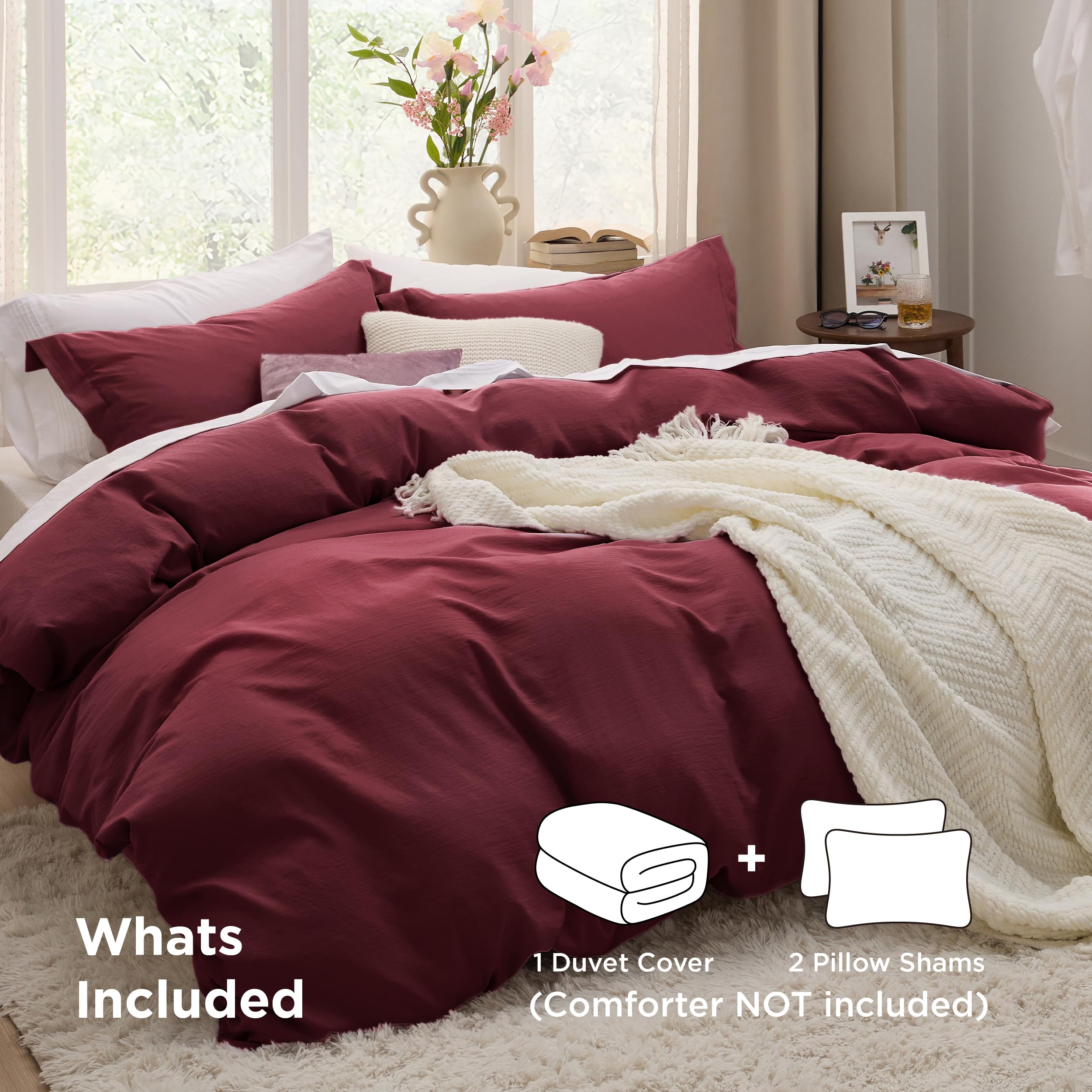 Bedsure Winery pillow shams aligned with duvet cover for coordinated look