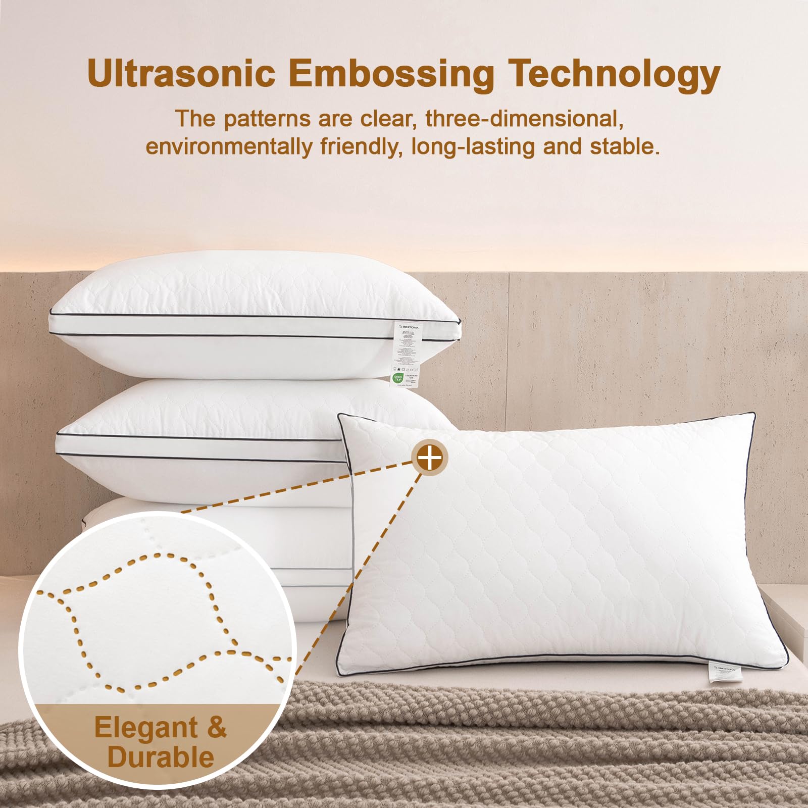 BEDTOVA 3D microfiber cover promotes breathable airflow for cooler sleep.