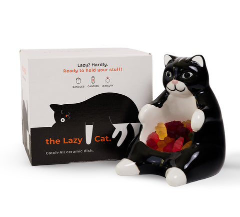 Bee! Ceramic Lazy Black Cat candy dish adds playful charm to your kitchen decor.