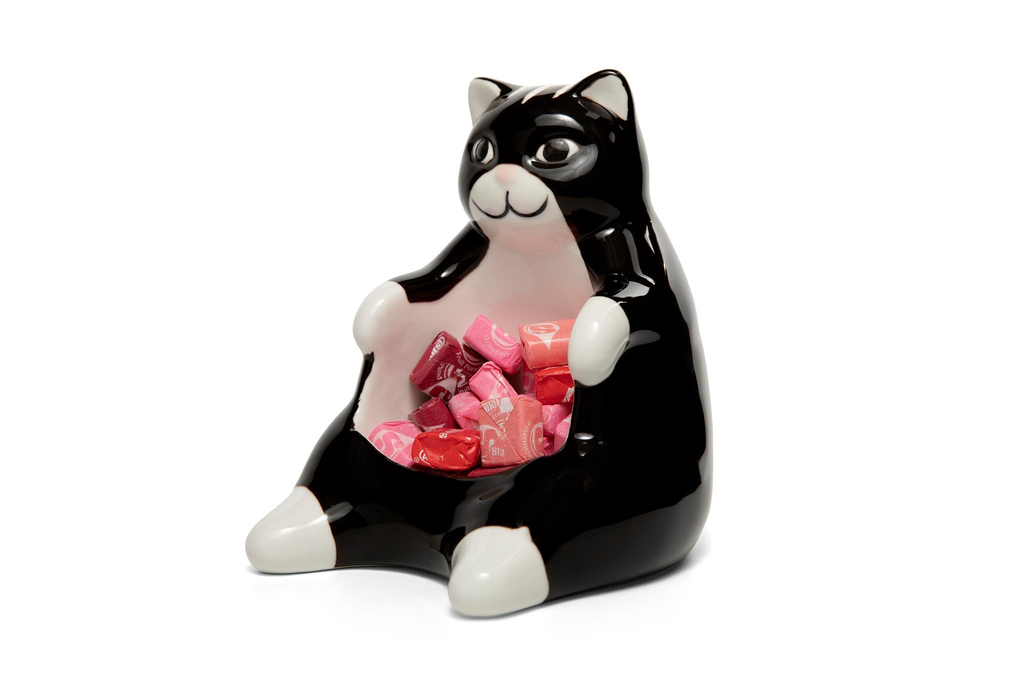 Bee! Ceramic Lazy Black Cat decorative bowl ideal for jewelry and small trinkets.