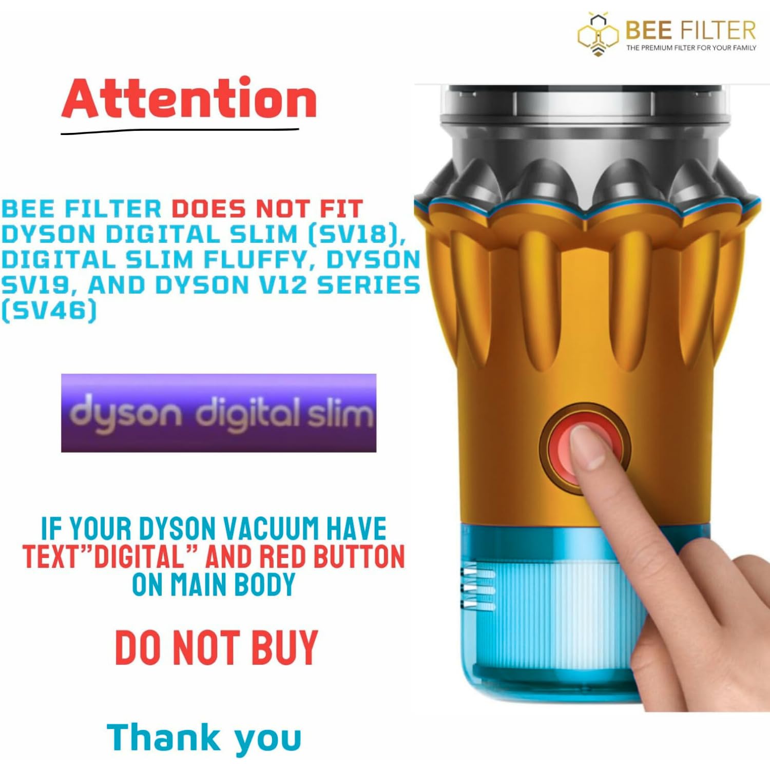 Bee Filter premium HEPA Dyson V15 Detect replacement filters for powerful cleaning