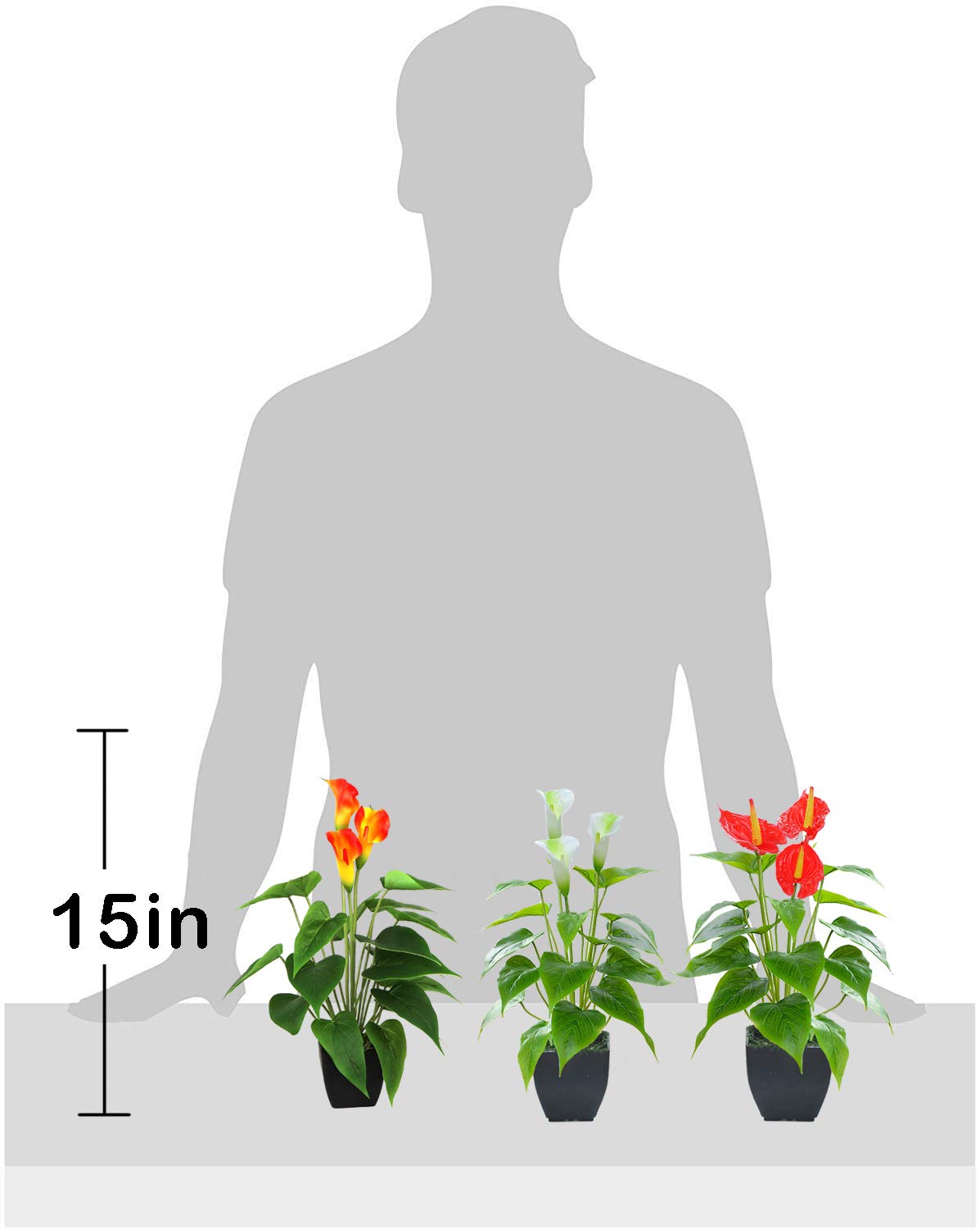 Beebel artificial calla lily orange bonsai pot adds long-lasting color to spaces